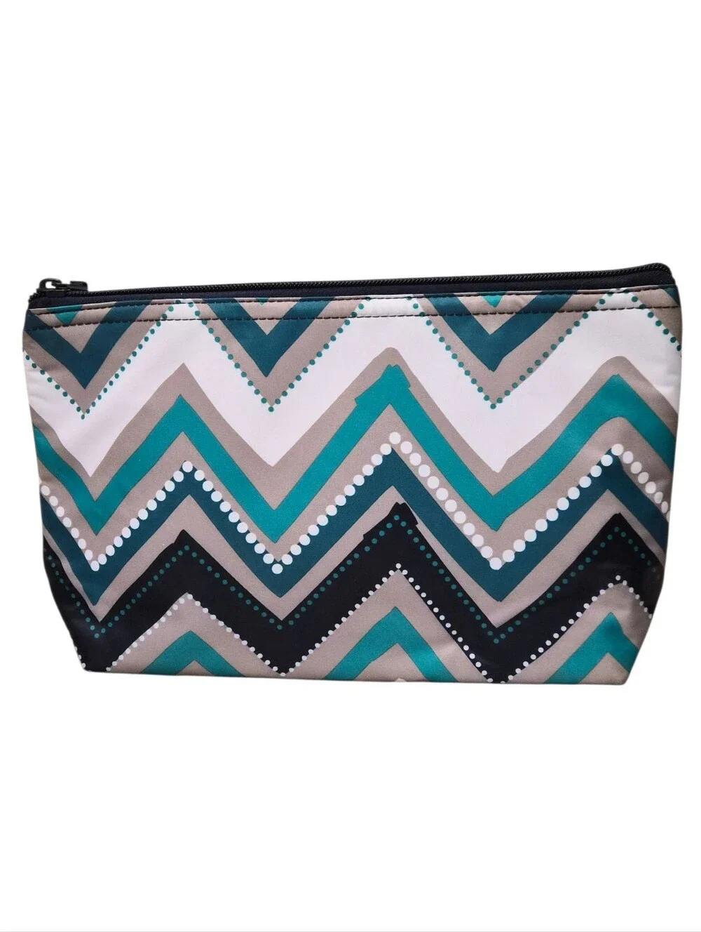 Thirty-One Chevron Insulated Zipper Pouch Cosmetic Snack Bag -NWOT